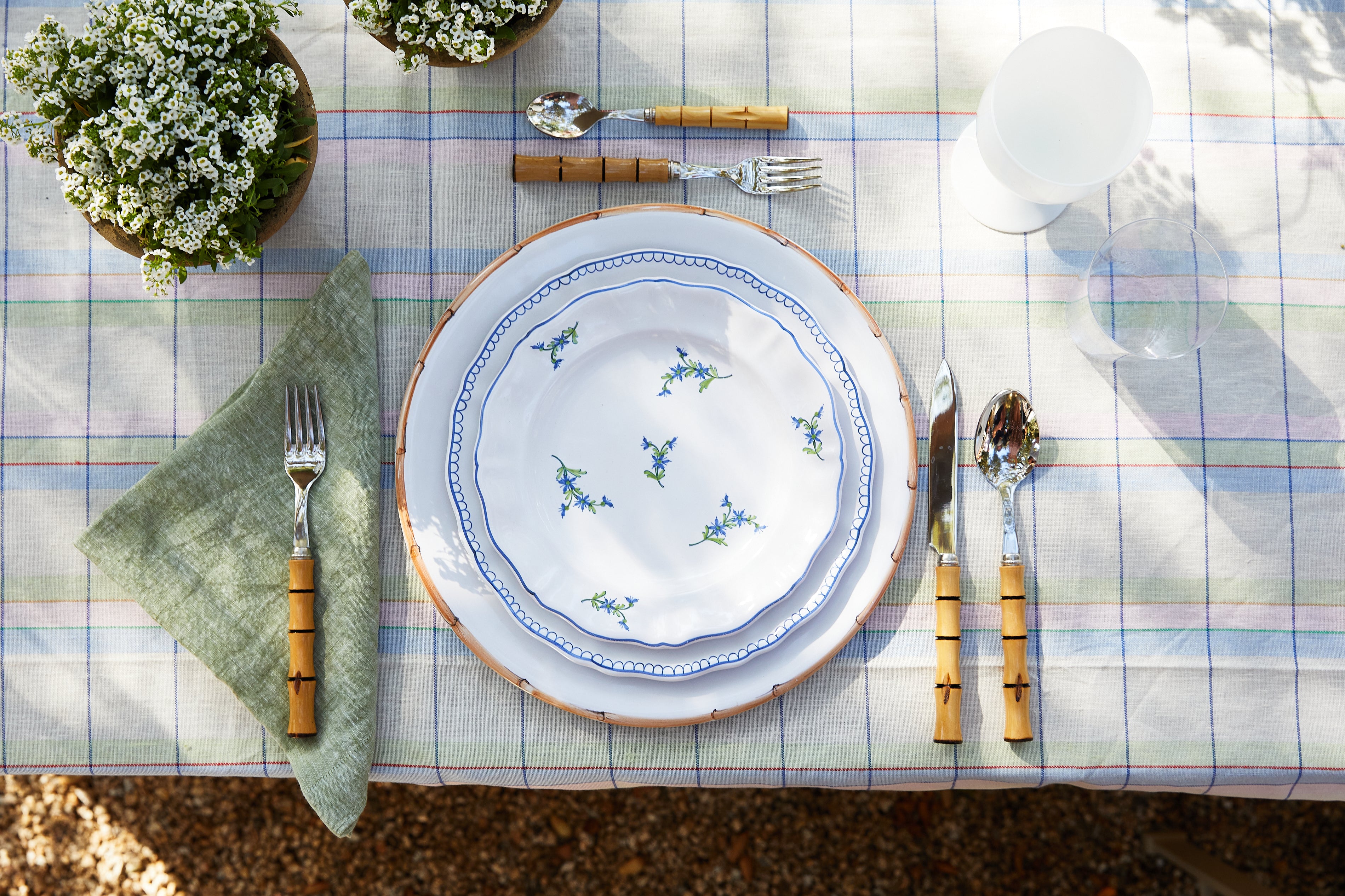 Table Setting with Large Soft Linen Table Napkin, Pistache