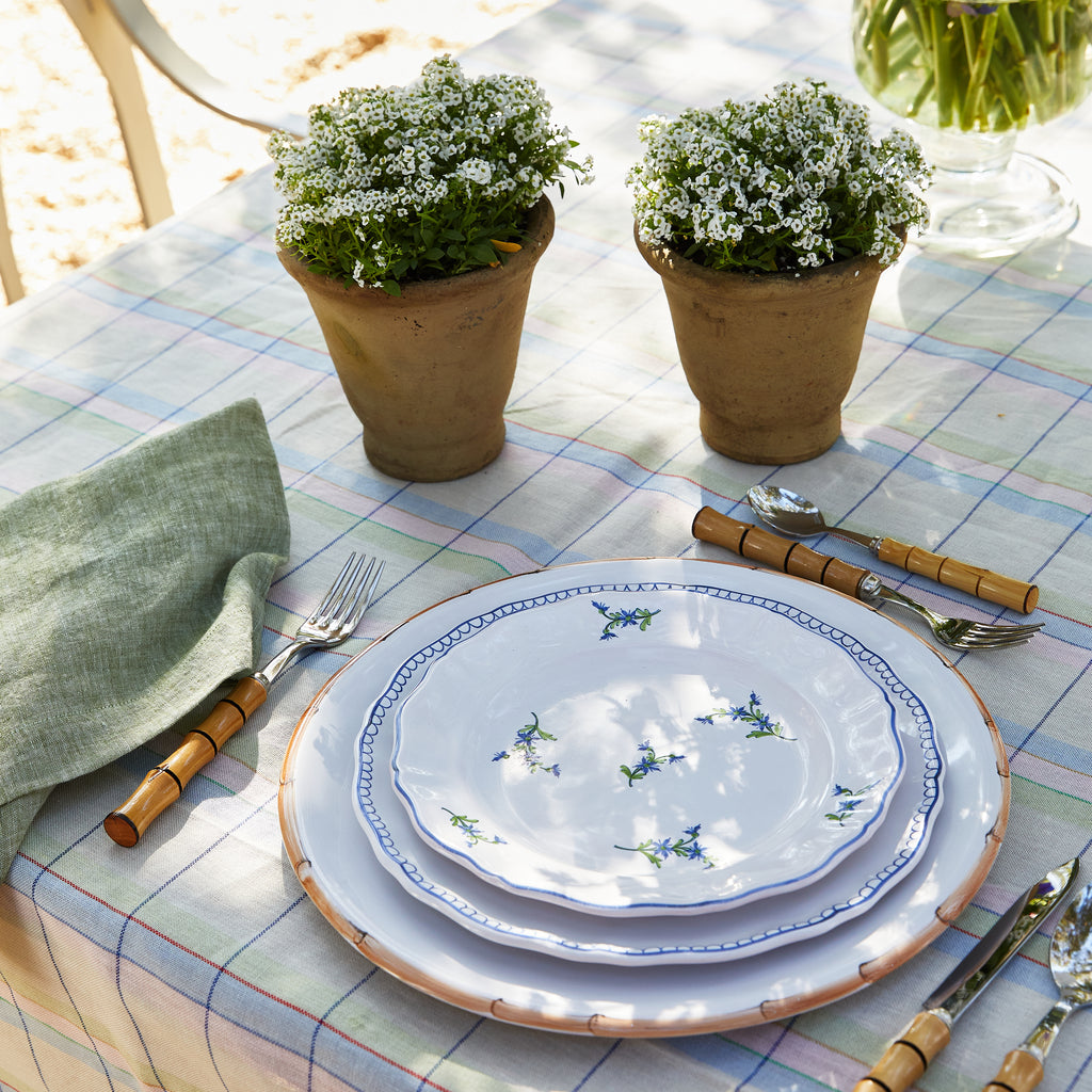 Table Setting with Made to Measure - Large Pastel Check Tablecloth Campagne, Multi