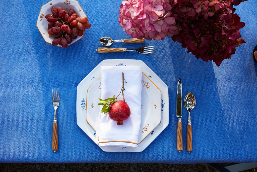 Table Setting with Made to Measure - Italian Jacquard Tablecloth, Denim