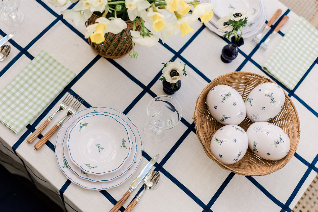 Table Setting with Les Bleuets Bowl, Blue and Green